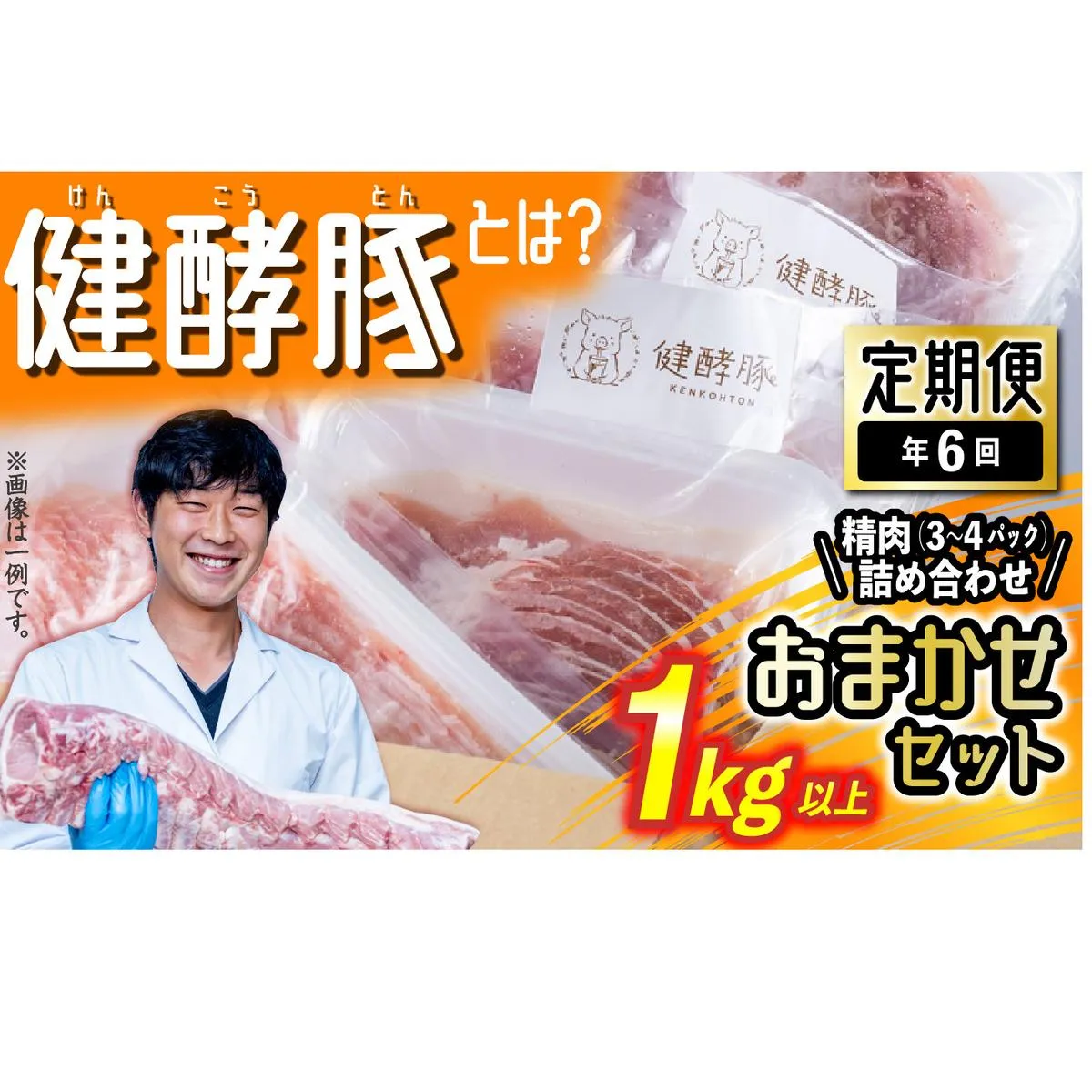 ＜ 定期便 6回 ＞ 北海道産 健酵豚 おまかせ セット （ 精肉 詰め合わせ ） 隔月 各 1kg 以上 ( 3 ～ 4 パック ) 豚肉 おためし  詰め合わせ ブランドポーク