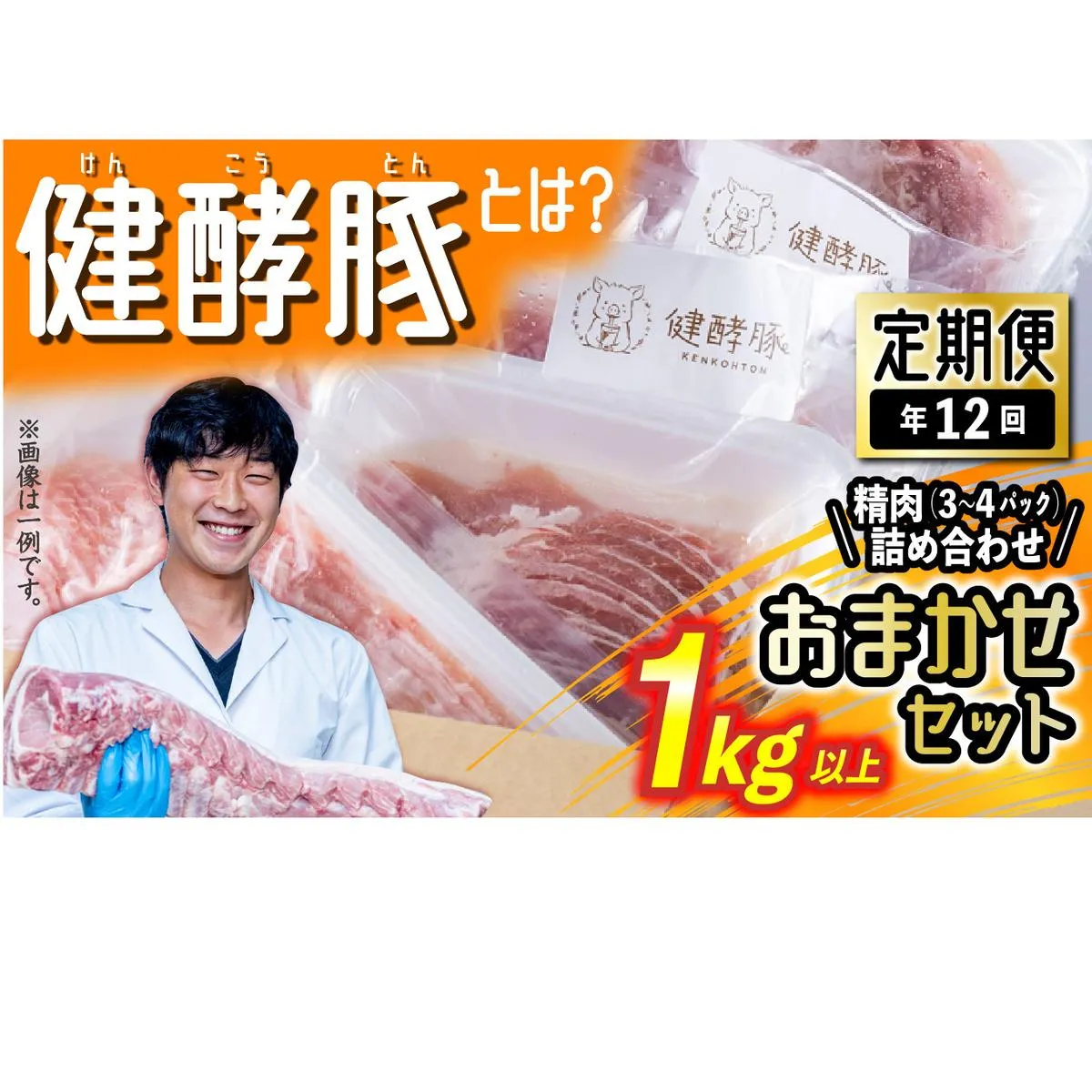 ＜ 定期便 12回 ＞ 北海道産 健酵豚 おまかせ セット （ 精肉 詰め合わせ ） 毎月 各 1kg 以上 ( 3 ～ 4 パック ) 豚肉 おためし 詰め合わせ ブランドポーク