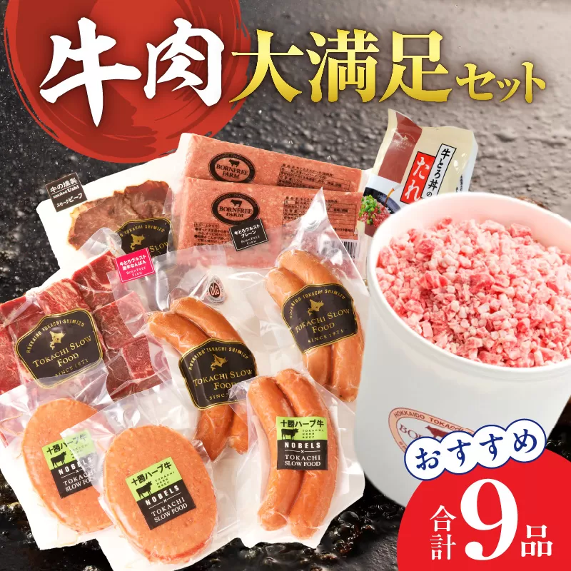 十勝スロウフード 牛肉 大満足 セット！  【 牛とろ フレーク おススメ 逸品 詰合せ 牛肉 肉 ハンバーグ ヴルスト ソーセージ スモーク 燻製 スモークビーフ カレー用 ネック サイコロ セット お取り寄せ 北海道 清水町  】