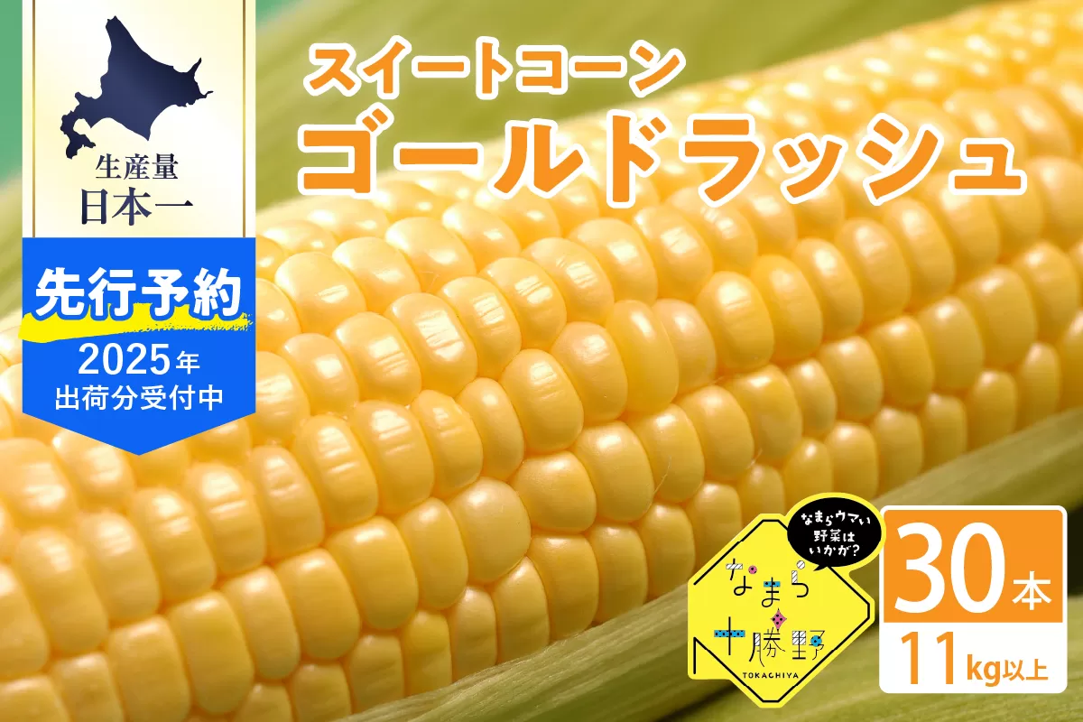 【2025年分先行予約】北海道十勝芽室町 なまら十勝野のスイートコーン ゴールドラッシュ(30本) me001-011c-25