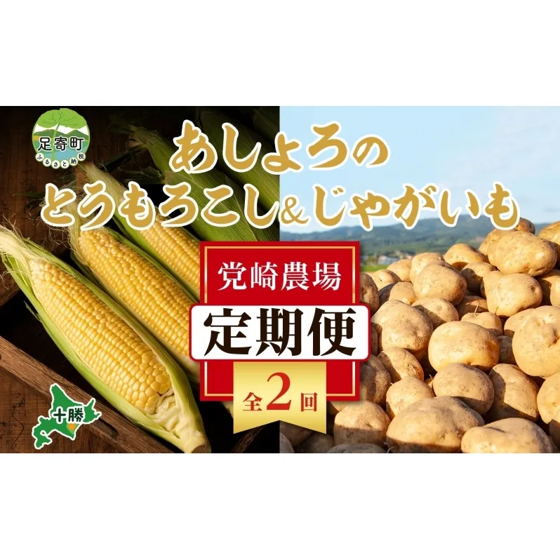 北海道 定期便  2ヶ月連続全2回 とうもろこし 10本 じゃがいも 10kg 恵味 ゴールド 男爵 きたあかり トウモロコシ コーン イエローコーン とうきび 北あかり 馬鈴薯 十勝 党崎農場 送料無料