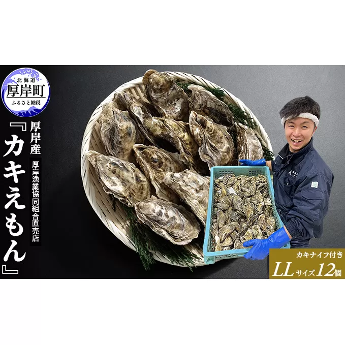 厚岸産 ブランドかき カキえもん LLサイズ 12個  牡蠣