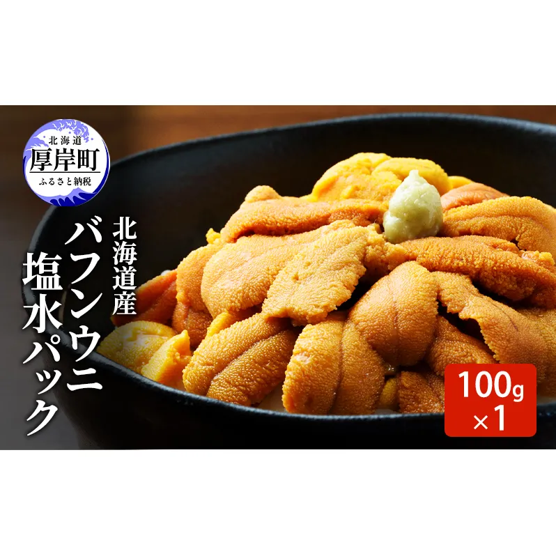 北海道産 バフンウニ 塩水パック 100g×1 雲丹 ウニ うに 新鮮 海産物 冷蔵 濃厚 甘い 国産