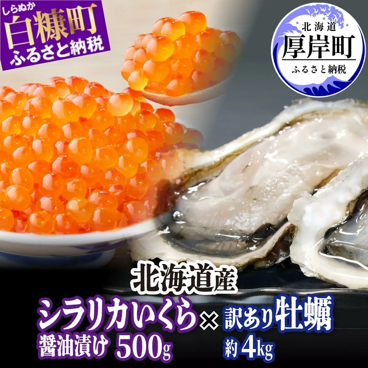 北海道 厚岸産 牡蠣 約4kg 訳あり × 北海道産 シラリカいくら 【醤油漬け】 500g (250g×2)  海鮮 セット いくら イクラ 牡蠣 生牡蠣 カキ 殻付き 海鮮 生食用 海鮮 海鮮丼 魚介 貝 厚岸町 白糠町