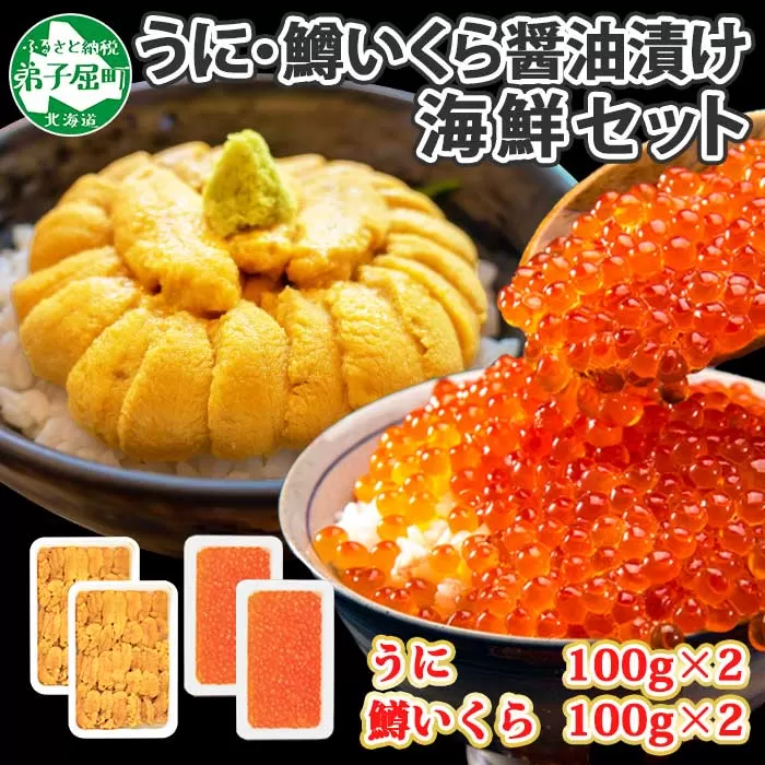 2940. うに チリ産 冷凍 200g 鱒いくら醤油漬け 200g 計400g セット ウニ 雲丹 ますいくら 鱒 イクラ いくら いくら醤油漬け 海鮮 海鮮丼 送料無料 北海道 弟子屈町