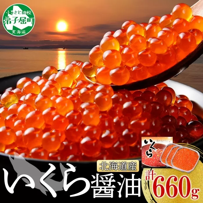 年内配送 12月15日まで受付 2994.いくら醤油漬け 220g×3個 いくら醤油 イクラ しょうゆ漬け いくら イクラ 醤油 海鮮 魚介 いくら丼 鮭 魚卵 贈答 ギフト 送料無料 北海道 弟子屈町