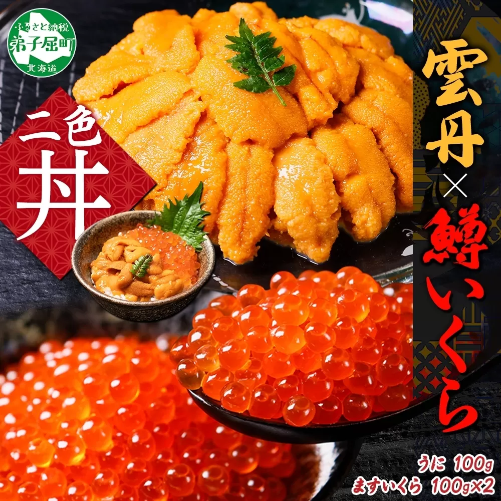 2499. 雲丹 100g 鱒いくら醤油漬け 100g×2個 うに ウニ チリ産 冷凍 いくら イクラ ます マス いくら醤油 お取り寄せ 魚卵 海鮮丼 二色丼 海鮮 寿司 送料無料 北海道 弟子屈町