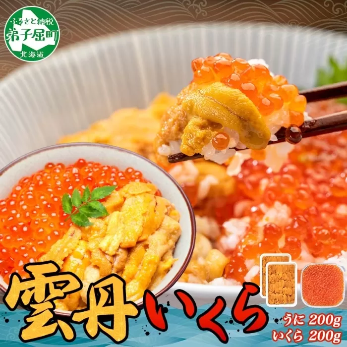 2495. ウニ チリ産 冷凍 100g×2個 いくら 200g 二色丼 うに イクラ 海鮮 期間限定 数量限定 送料無料 北海道 弟子屈町