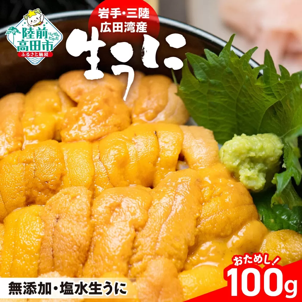 【先行予約 / 個数限定】 生うに 100g ( 塩水パック ) 獲れたその日に出荷！ 【 ムラサキウニ 無添加 天然 濃厚 ミョウバン不使用 おためし 数量限定 三陸産 】2025年5月下旬頃から順次発送予定 RT2424-R7