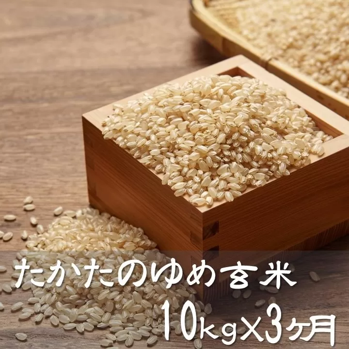 【3ヶ月定期便】 令和6年産 新米 玄米 10kg×3ヶ月お届け 〈 品種：たかたのゆめ 〉【 オリジナル ブランド米 冷めてもおいしい お弁当 おにぎり ギフト 】