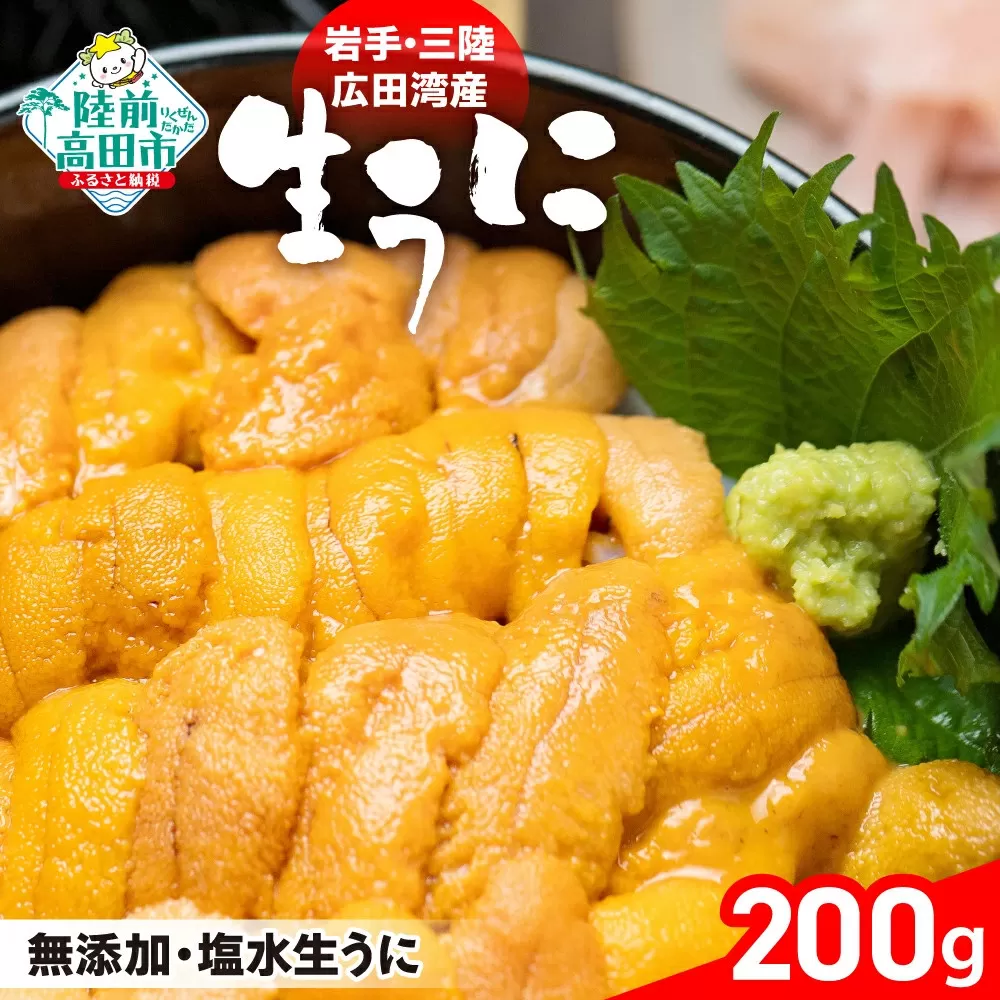 【先行予約 / 個数限定】 生うに 200g ( 塩水パック ) 獲れたその日に出荷！ 【 ムラサキウニ 無添加 天然 濃厚 ミョウバン不使用 数量限定 三陸産 】2025年5月下旬頃から順次発送予定 RT1041-R7