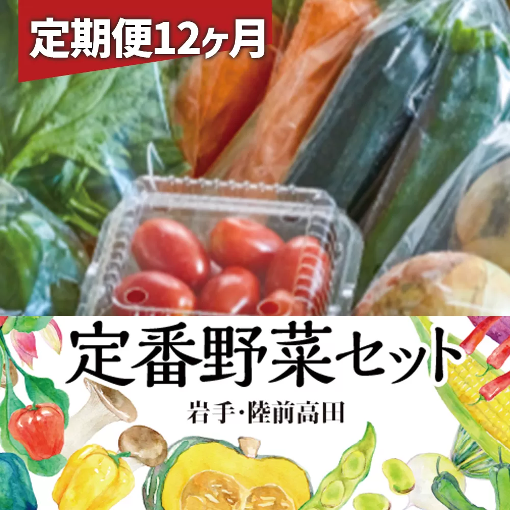 【定期便12ヶ月／毎月1回発送】ひころいちファーム定番野菜セット 【 農家の気持ち体験型野菜の詰め合わせ 】 岩手 陸前高田 農業