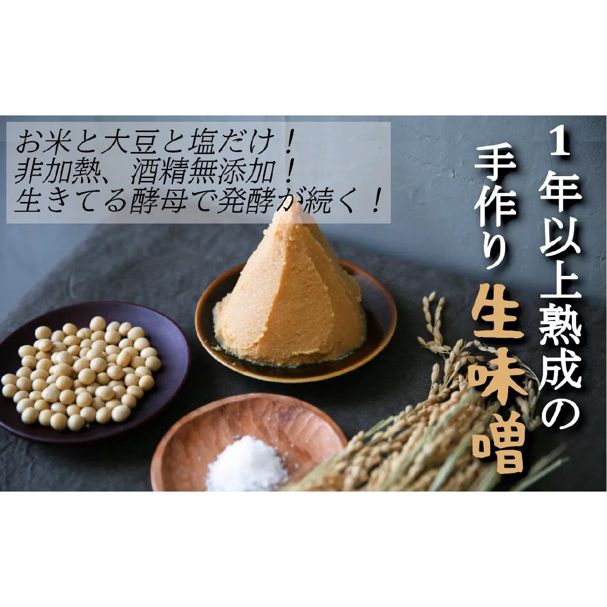 1年以上熟成！寿工房さんの生味噌（500g×3パック）【 手づくり 味噌 非加熱 酒精 ( アルコール ) 無添加 地元大豆使用 陸前高田市 】