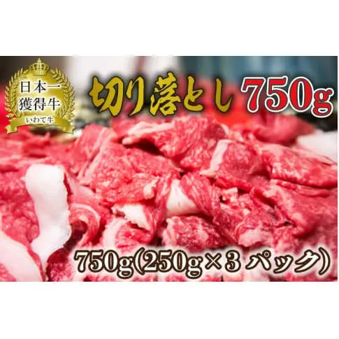 【岩手県産 黒毛和牛】いわて牛 切り落とし 肉 750g セット (250g×3パック) (AB006-1)