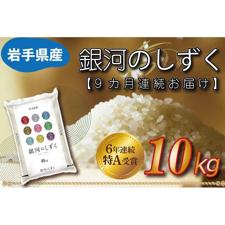 ★令和6年産★【9カ月定期便】特A受賞 銀河のしずく 10kg 岩手県産 (AE154)