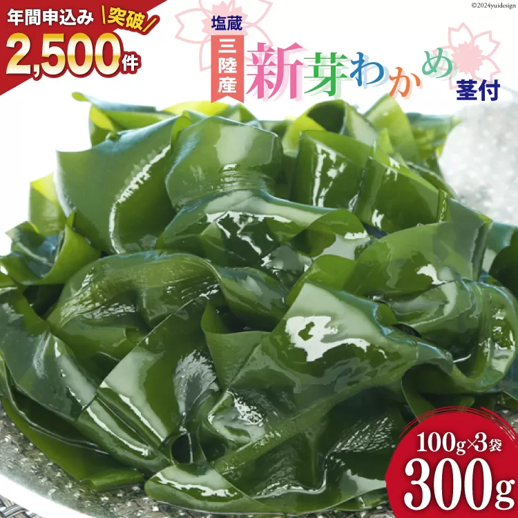 【漁師さんからのおすそわけ】新芽わかめ 300g(約100g×3袋) [かわむら家 宮城県 気仙沼市 20564375] わかめ ワカメ 若芽 海藻 国産 三陸 味噌汁 小分け 三陸わかめ