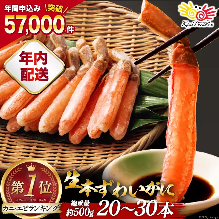 【年内配送 12/15まで受付】生本ずわいがに 棒肉 ポーション 20〜30本入 総重量 約500g [カネダイ 宮城県 気仙沼市 20564322] むき身 カニ かに 生 ずわいがに ズワイガニ ずわい蟹 ズワイ蟹 蟹 カニ カニ脚 蟹脚 カニ棒肉 カニ 蟹 