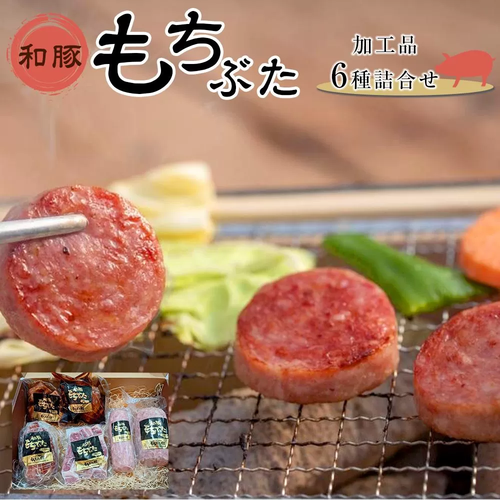 豚肉 和豚もちぶた 加工品6種詰合せ ( ボンレスハムブロック & ゴロゴロベーコン & ボロニアソーセージ & サラミ & 煮豚 & 角煮 ) × 各1パック