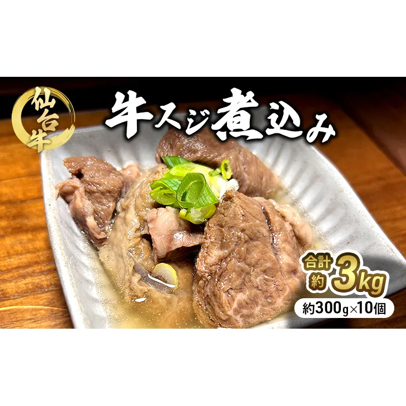 仙台牛 牛スジ煮込み 300g 10個セット 冷凍発送　牛肉