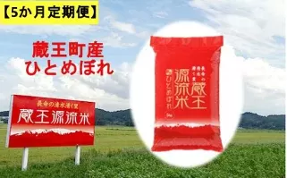 【5か月定期便】＜令和５年産米＞蔵王源流米ひとめぼれ5kg×5回（全25kg）　【04301-0163】