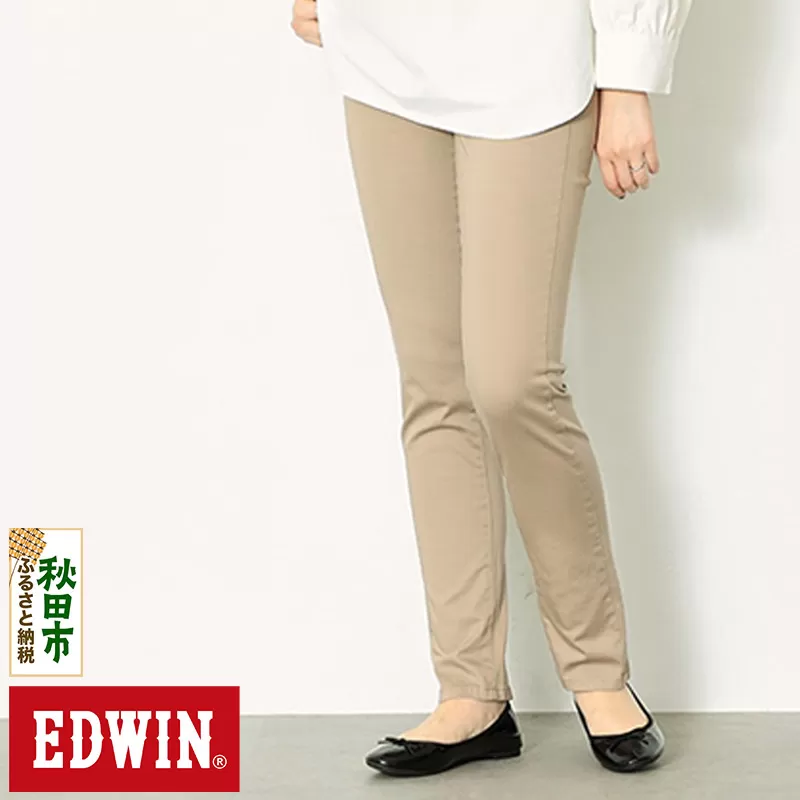 EDWIN LADIES インターナショナルベーシック 股上深め ゆったりストレートパンツ WOMENS【33インチ・ベージュ】ME403-116-33