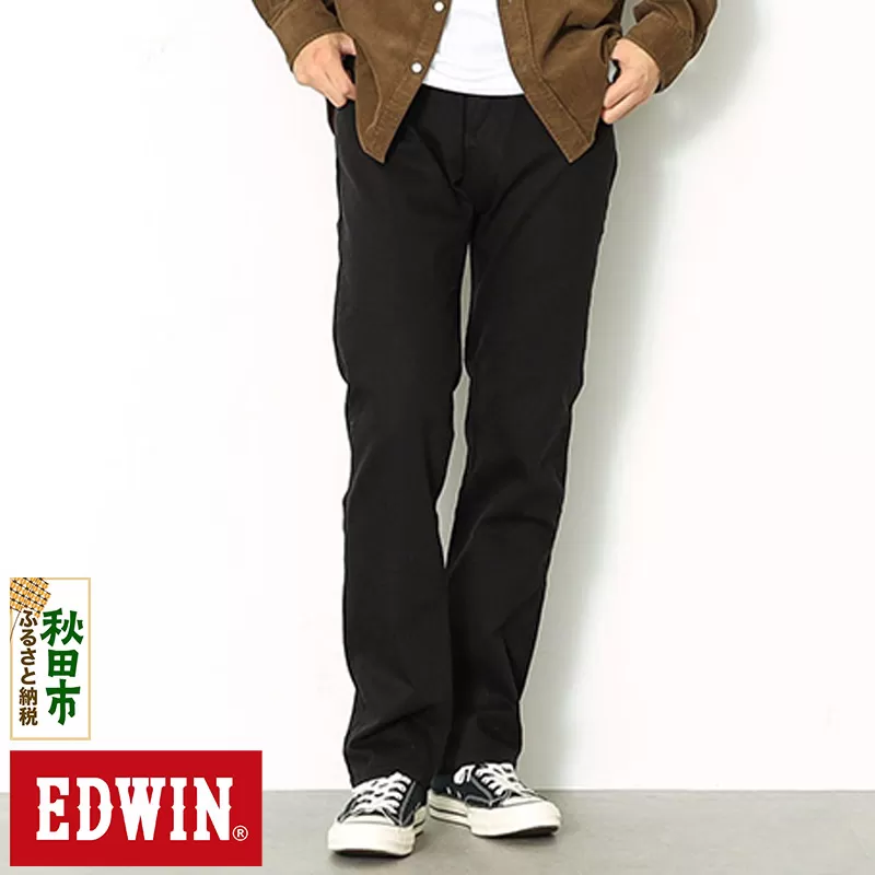 EDWIN インターナショナルベーシック 403 フレックス ふつうのストレートパンツ MENS【34インチ・ブラック】E403F-75-34