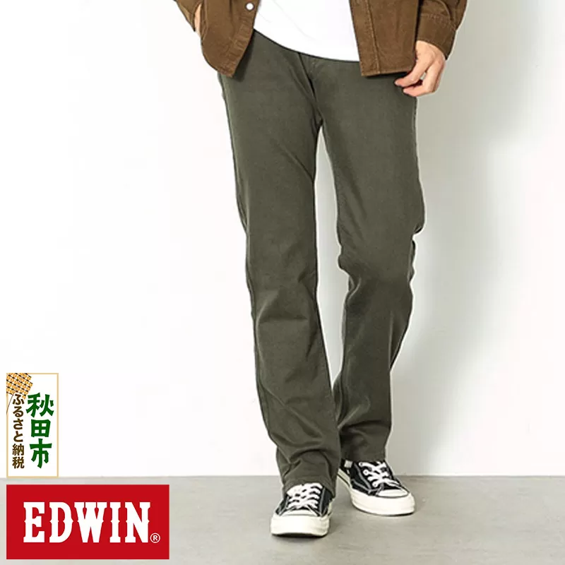 EDWIN インターナショナルベーシック 403 フレックス ふつうのストレートパンツ MENS【30インチ・アーミー】E403F-21-30