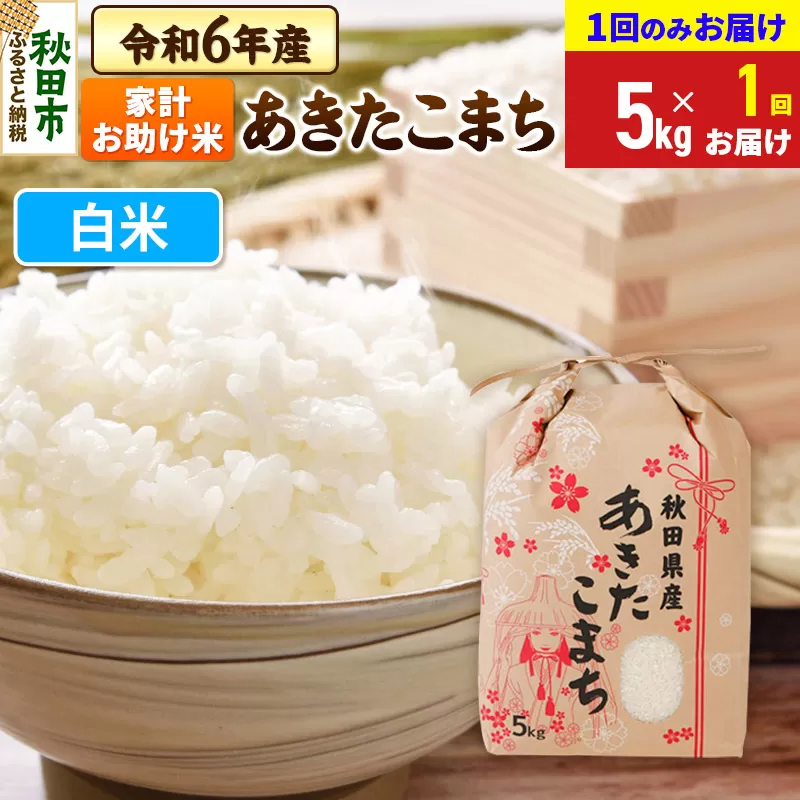 あきたこまち 家計お助け米 5kg 令和6年産 新米 【1回のみお届け】【白米】秋田県産