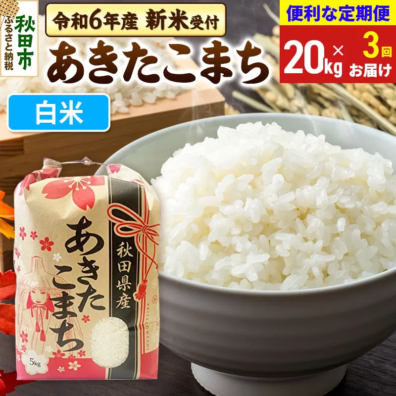 《新米先行受付》《定期便3ヶ月》 あきたこまち 20kg(5kg×4袋) 【白米】秋田県産 令和6年産 こまちライン