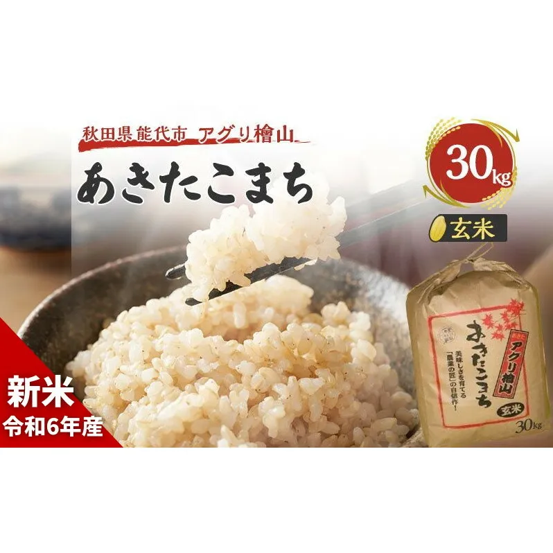 新米 9月下旬から順次発送 【玄米】秋田県産 あきたこまち 30kg アグリ檜山米 令和6年産