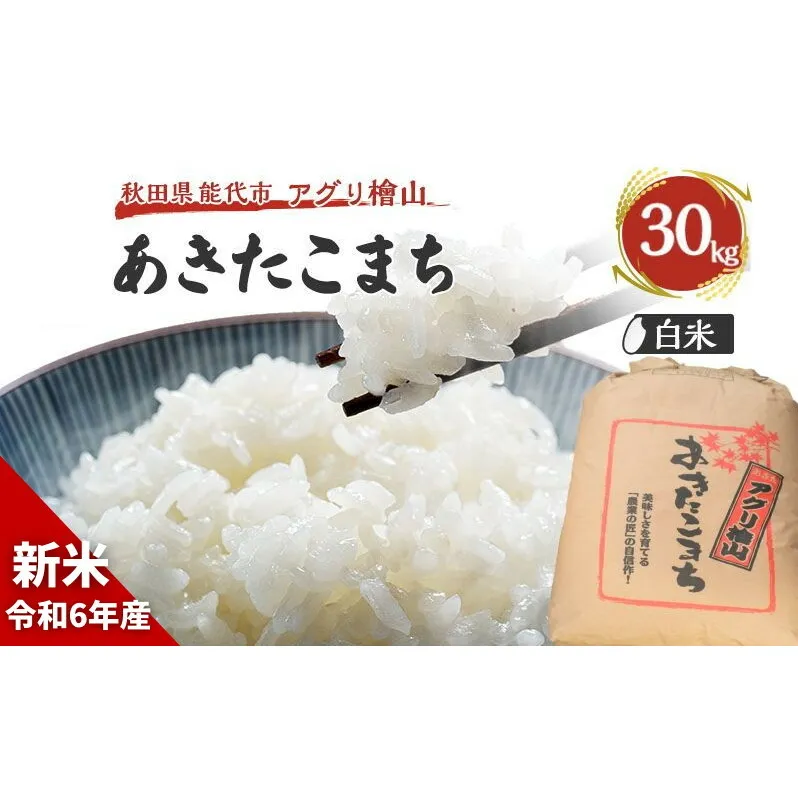 新米 9月下旬から順次発送 【白米】秋田県産 あきたこまち 30kg アグリ檜山米 令和6年産