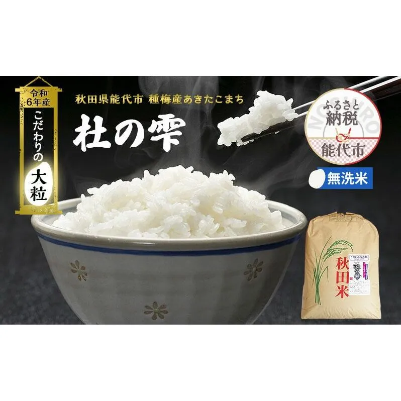 新米 米 お米 【無洗米】秋田県産 あきたこまち あきた種梅産こまち 杜の雫 こだわりの大粒 26kg