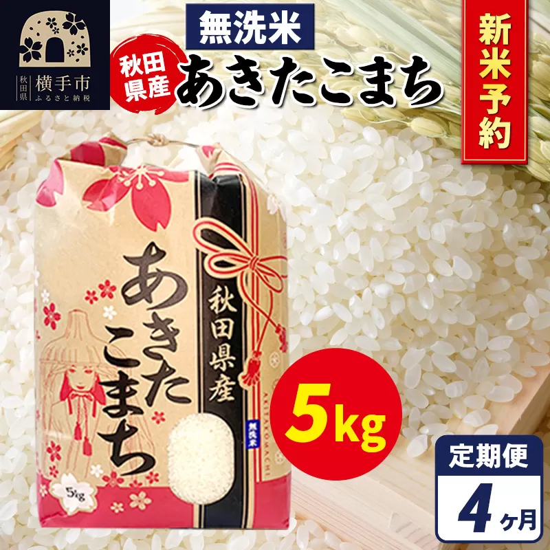 《令和7年産 新米受付》《定期便4ヶ月》あきたこまち 5kg×1袋【無洗米】秋田県産 こまちライン