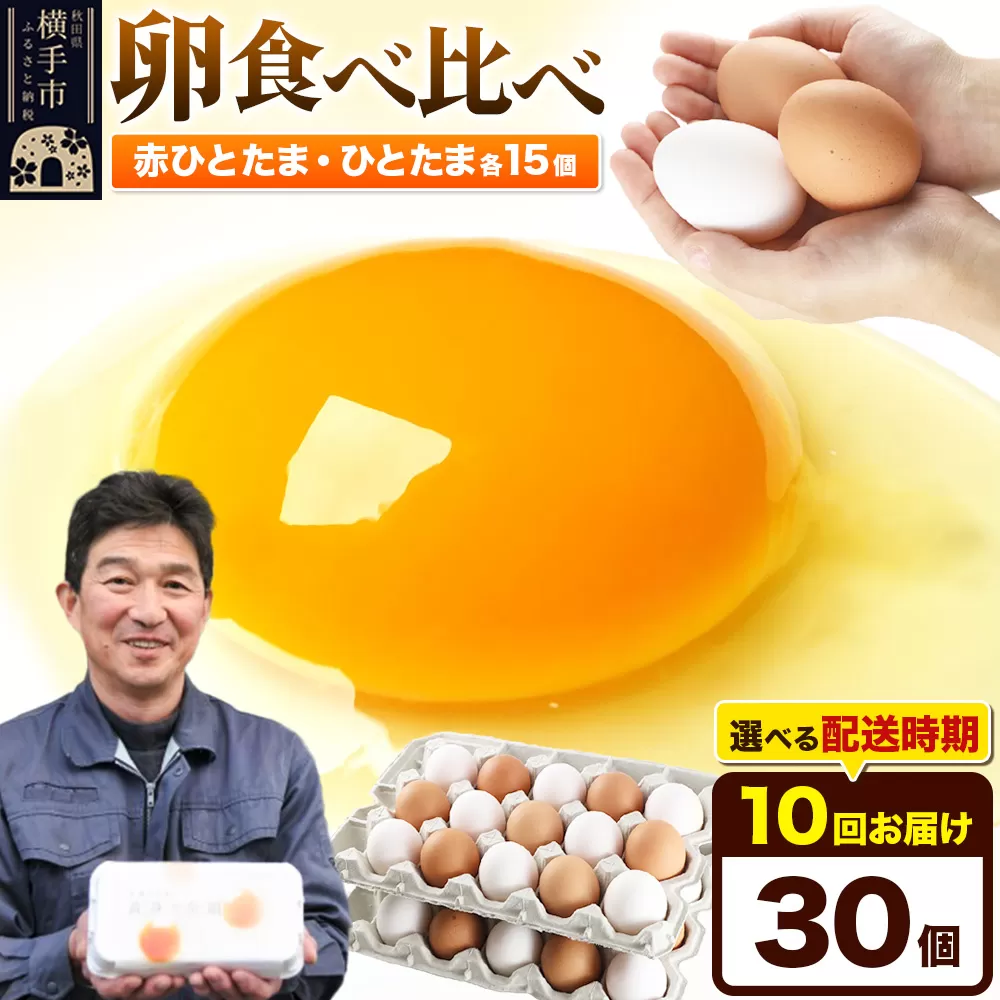 《定期便10ヶ月》赤ひとたま 15個・ひとたま 15個 計30個（業務用）【発送時期が選べる】東海林養鶏場 赤ひとたま ひとたま 卵 玉子 たまご タマゴ 10か月 10ヵ月 10カ月 10ケ月 開始時期選べる