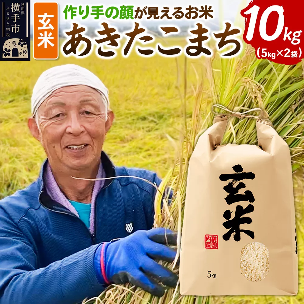 忠さん農園 作り手の顔が見えるお米 秋田県横手市産 あきたこまち 玄米 10kg（5kg×2袋）