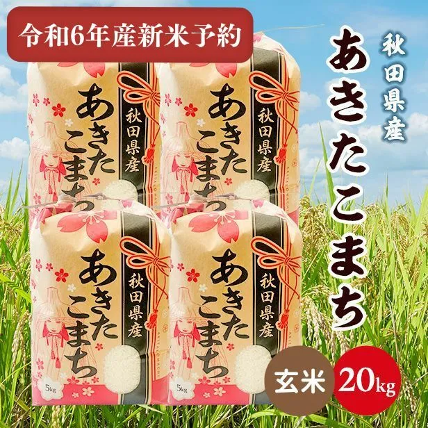 【新米予約】令和6年産秋田県産あきたこまち20kg(5kg×4袋)(玄米) 9月下旬順次発送