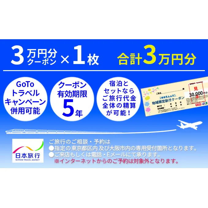 日本旅行　地域限定旅行クーポン【30，000円分】