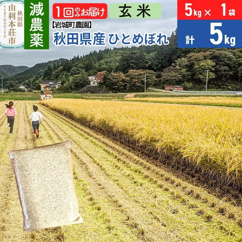 【玄米】〈減農薬〉秋田県由利本荘市産 ひとめぼれ 5kg(5kg×1袋) 令和5年産 新鮮パック 低農薬 低農薬