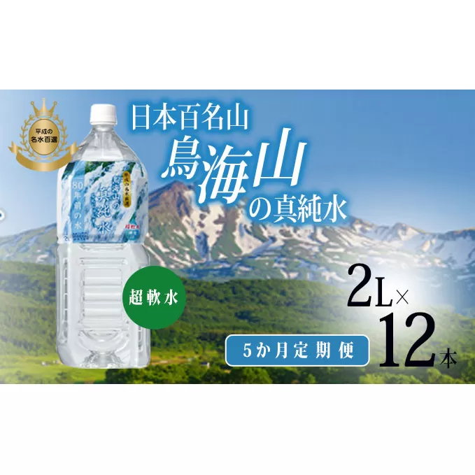 水 定期便 5ヶ月 日本百名山 鳥海山の真純水 2L × 12本 ミネラルウォーター 2リットル 2l 軟水 超軟水 産地直送 スキンケア 美容 健康 お水 天然水 ペットボトル 飲料 湧水 災害 防災 備蓄 備蓄水 ローリングストック 災害対策 備蓄用 定期 5回