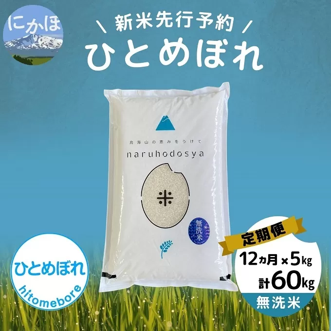 【令和5年産新米予約】【無洗米】<12ヵ月定期便>ひとめぼれ5kg×12回 計60kg