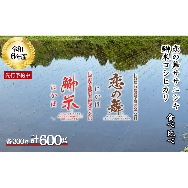 令和6年 新米 11月から発送 特別栽培米 食べ比べ 恋の舞 ササニシキ＆鰰米 コシヒカリ 各2合（300g×2袋 小分け 精米）
