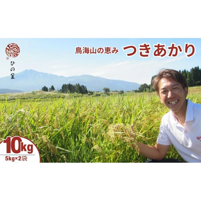 《精米》鳥海山の恵み！秋田県産 つきあかり 10kg(5kg×2袋) 神宿る里の米「ひの米」（お米 小分け）