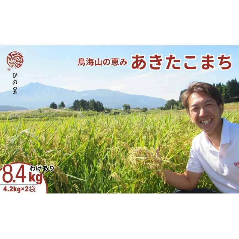 《訳あり》鳥海山の恵み！秋田県産 あきたこまち 精米 8.4kg（4.2kg×2袋）神宿る里の米「ひの米」（お米 小分け）