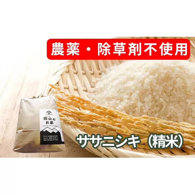 農薬・除草剤不使用で栽培したササニシキ「郷山のお米 20kg」（5kg×4袋 精米）