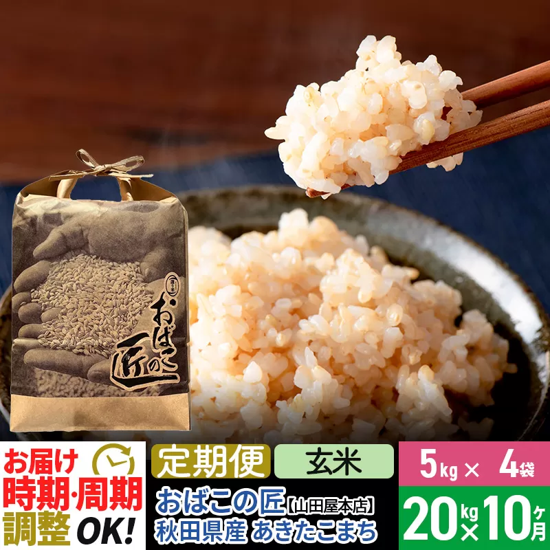 【玄米】《定期便10ヶ月》令和6年産 新米予約 仙北市産 おばこの匠 20kg（5kg×4袋）×10回 計200kg 秋田県産あきたこまち 秋田こまち お米 10か月 10ヵ月 10カ月 10ケ月