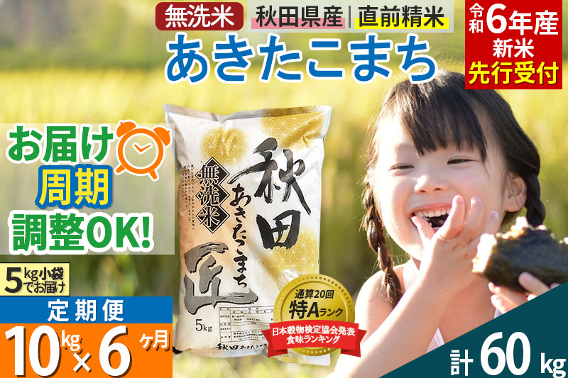 無洗米】＜令和6年産 新米予約＞《定期便6ヶ月》秋田県産 あきたこまち