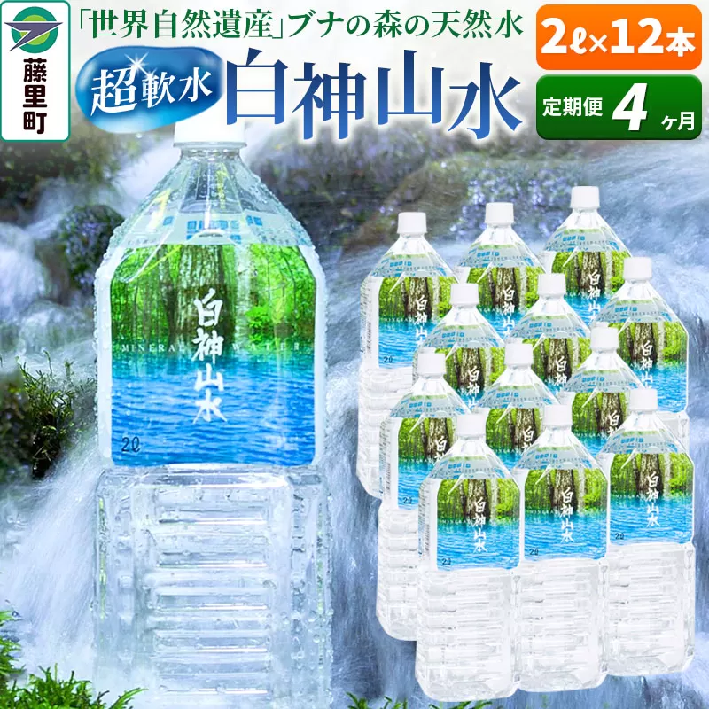 【定期便4ヶ月】白神山水（2L×12本） 水 ミネラルウォーター
