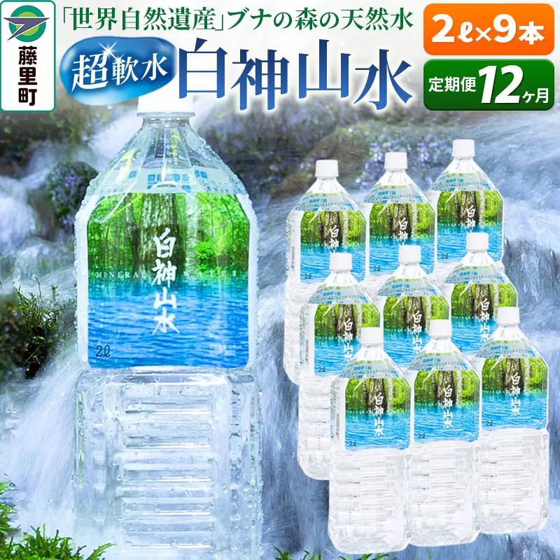 【定期便12ヶ月】白神山水（2L×9本） 水 ミネラルウォーター
