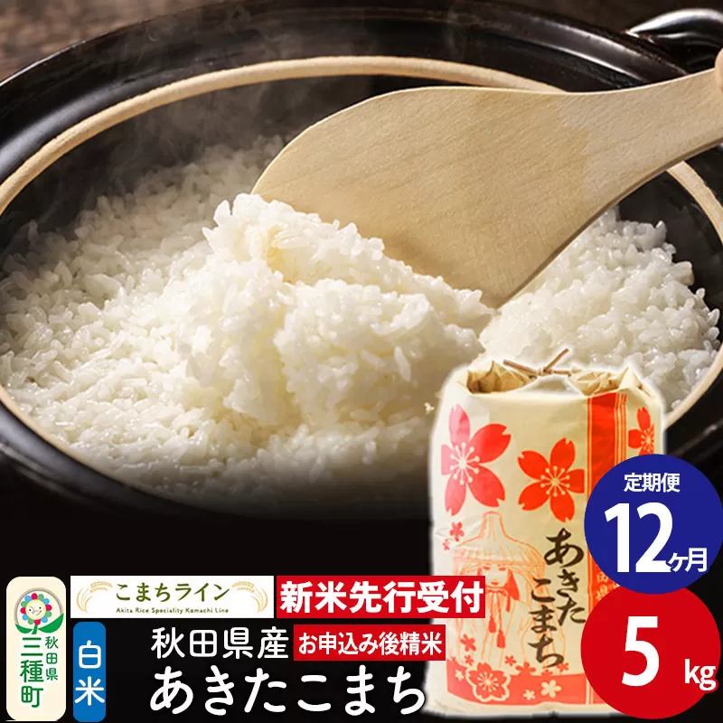 《新米先行受付》《定期便12ヶ月》【白米】あきたこまち 5kg 秋田県産 令和6年産  こまちライン