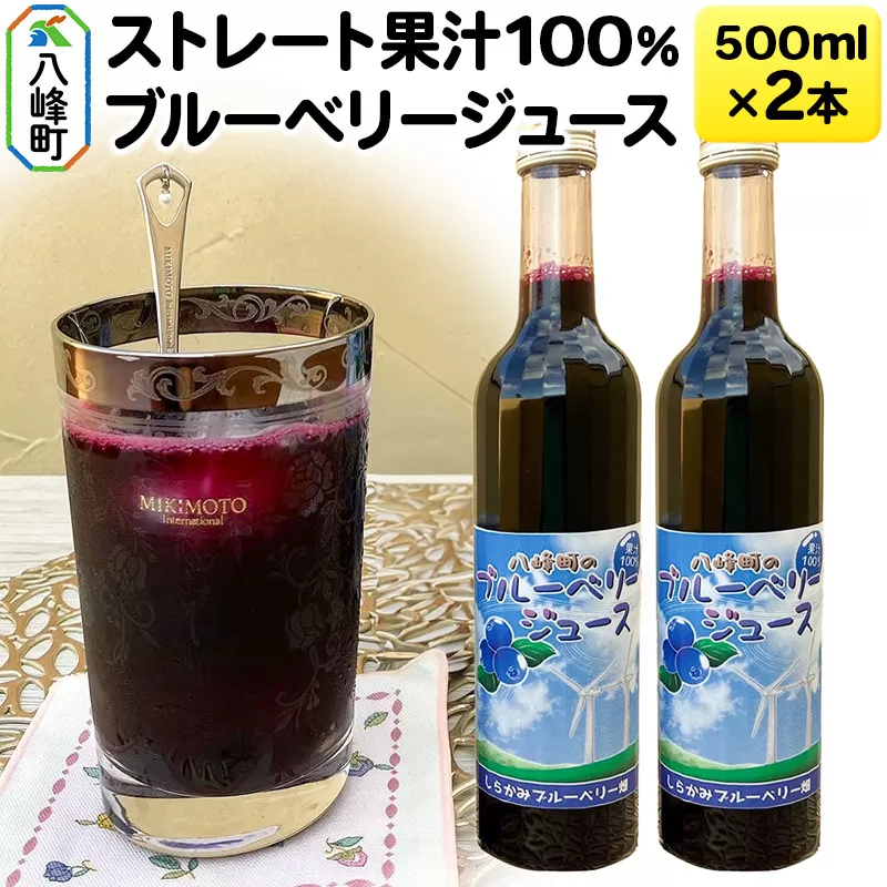 ストレート果汁100％ブルーベリージュース 500ml×2本